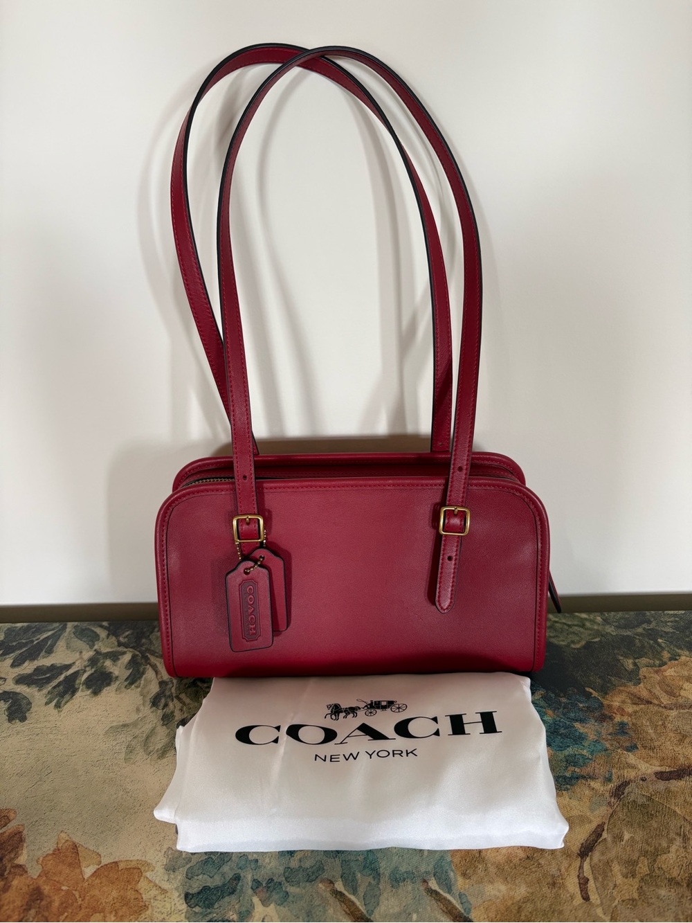 Coach Ruby Red Swing Zip Leather Satchel Bag - Picture 1 of 8